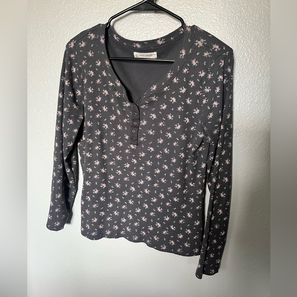 Lucky Brand Tops - Lucky Brand Floral Gray Long Sleeve Top